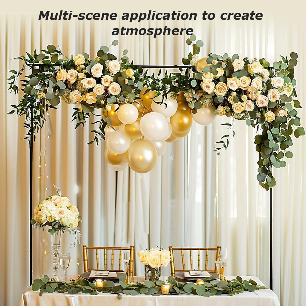 Wedding Arch Stand with Durable Material, Portable Rod Stand, Square Desktop Arch Bracket, Metal Balloon Flower Arch Stand, Decor Arch Holder for Wedding Birthday Party (Black, 2.42M) ﻿ image number 5