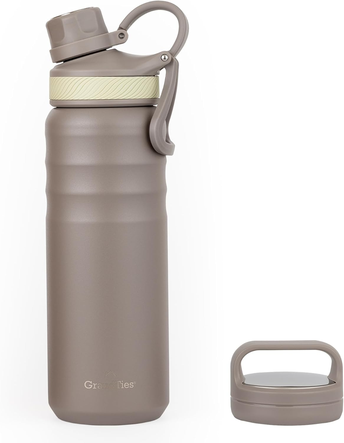 Grandties Insulated Sports Water Bottle with 2 Interchangeable Lids for Versatile Uses &ndash; 946Ml / 32Oz Stainless Steel Thermal Bottle, Wide Mouth, Leak Proof, Bpa-Free Travel Canteen (Carrot)