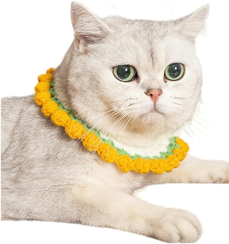 Knit Pet Collar, Pet Collar, Cute, Knit, Flower, Necklace Accessory, for Cats, Cute, Flowers, SNS, Cute, for Pets, Neck Circumference 5.5-7.9 Inches (14-20 Cm), Soft and Lightly Knitted Collar image number 4