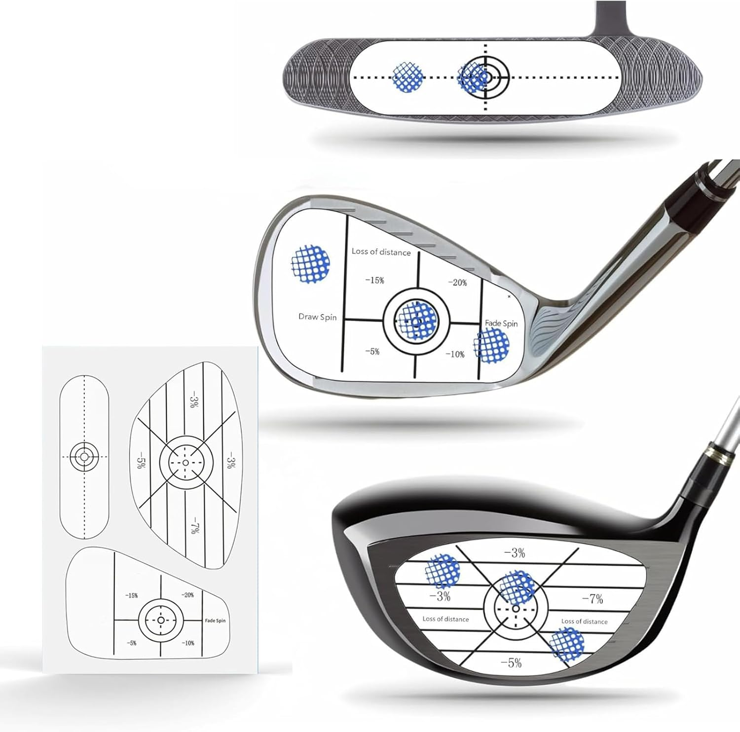 Yeanifeana 300PCS Golf Impact Tape Labels, Swing Training Stickers for Sweet Spot Analysis, Improve Accuracy & Distance, Self-Teaching Golf Practice Aid image number 5