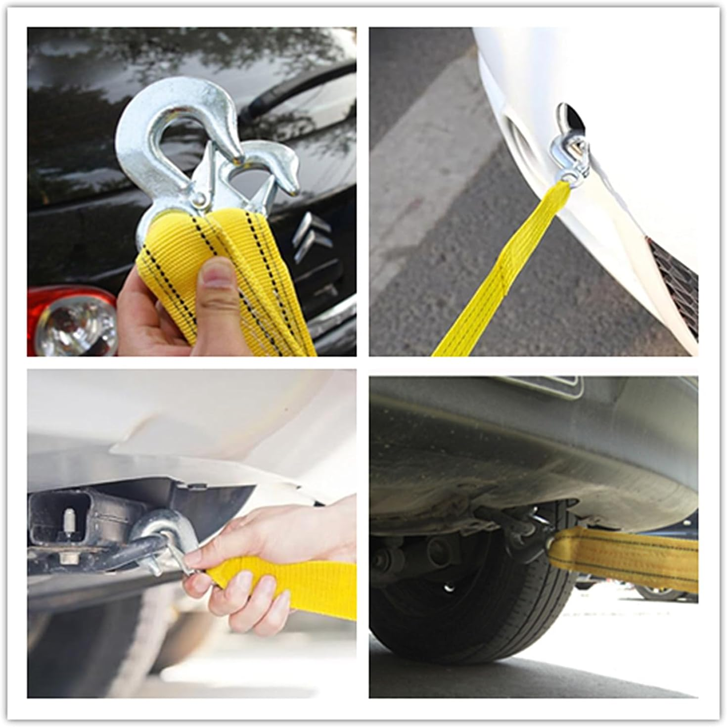 1 Pcs Tow Strap with Hooks,Best Towing Accessory Universal for All Cars,6600Lbs Heavy Duty Kinetic Recovery Rope Wheel Straps for Vehicle Recovery, Towing Etc image number 6