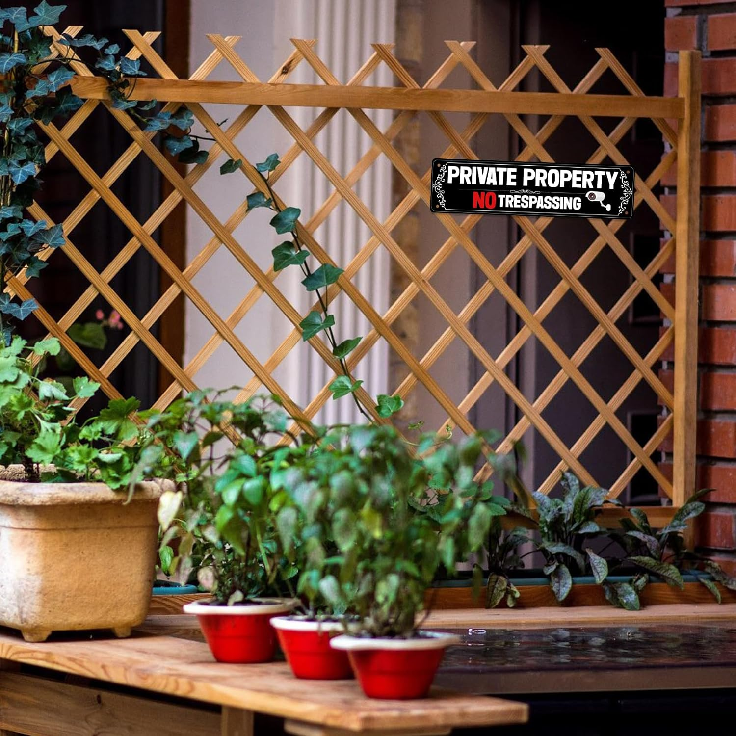 2 Pcs Private Property No Trespassing Metal Sign, Private Property Signs Warning Signs Reflective Aluminum Metal Sign for House Door Fence Gate