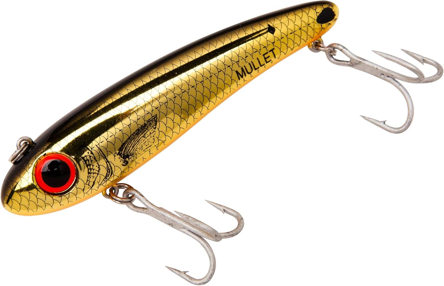 Bomber Lures Mullet Slow-Sinking Twitch/Walking Saltwater Fishing Lure - Excellent for Speckled Trout, Redfish, Stripers and More, 3 1/2 Inch, 5/8 Ounce