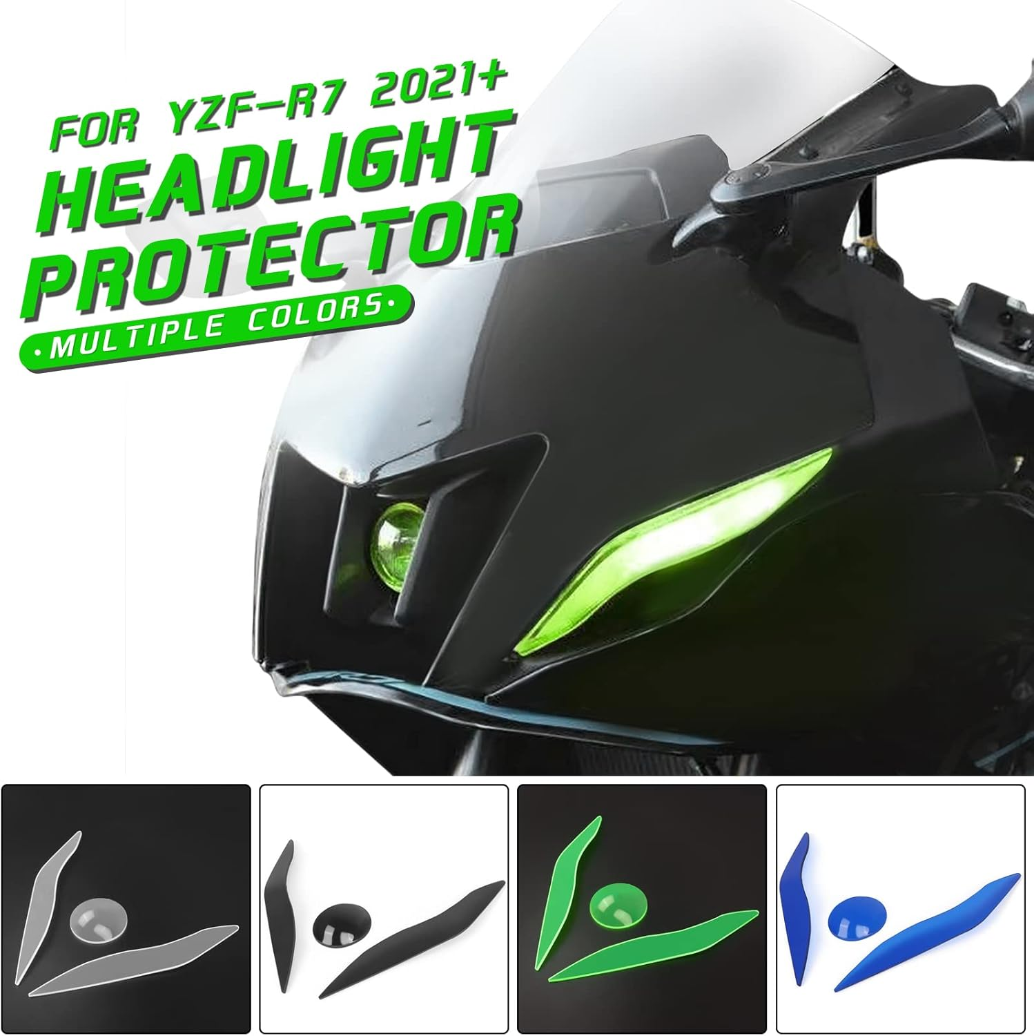 Worldmotop Motorcycle Headlight Grill Cover Head Light Guard Protector Replacement for Yamaha YZFR7 YZF-R7 YZF R7 2021 2022 Headlight Mesh Grill Side (Transparent) image number 2