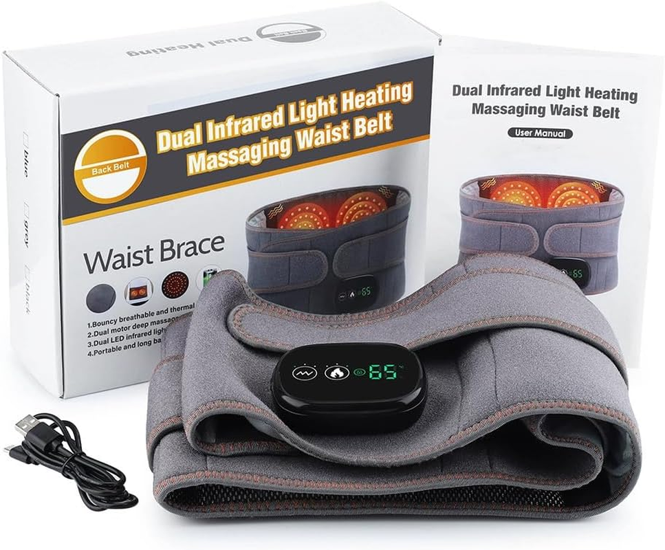 Electric Heating Vibration Waist Massager Back Belt Pain Relief Therap LCD Touch image number 3