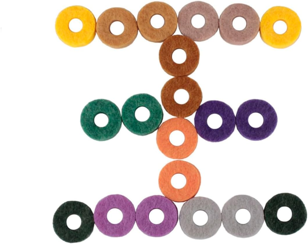 20 Pcs Colored Felt Washers for Cymbals Drum Practice Pad Strap Button Felt Washers Kit for Bass Drum and Cymbal Stand Accessories and Guitar Strap Buttons