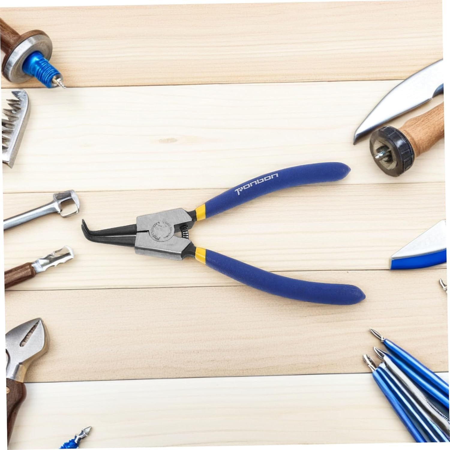 ARTIBETTER 2Pcs High Carbon Steel Circlip Pliers Bent Nose Spring Clip Tool Retaining Ring Installer for Automotive image number 1