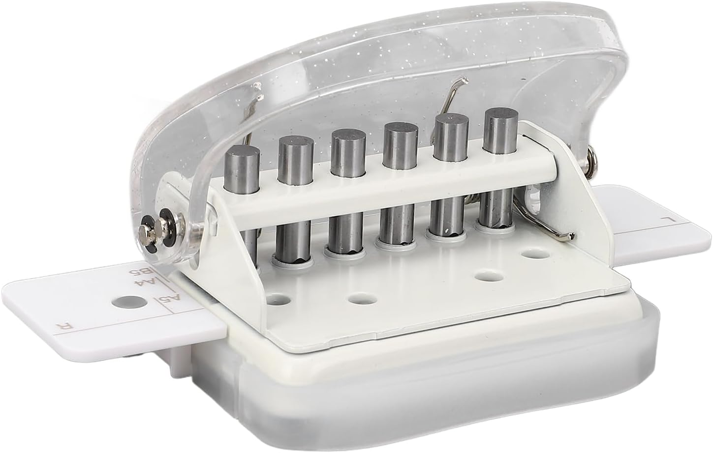 Hole Puncher, A4/30 Holes, A5/20 Holes, B5/26 Holes, Loose Leaf Paper Puncher, 5 Sheet Punch Capacity, Portable Handheld Loose Leaf Paper Hole Punch for School Office - Transparent Green image number 3