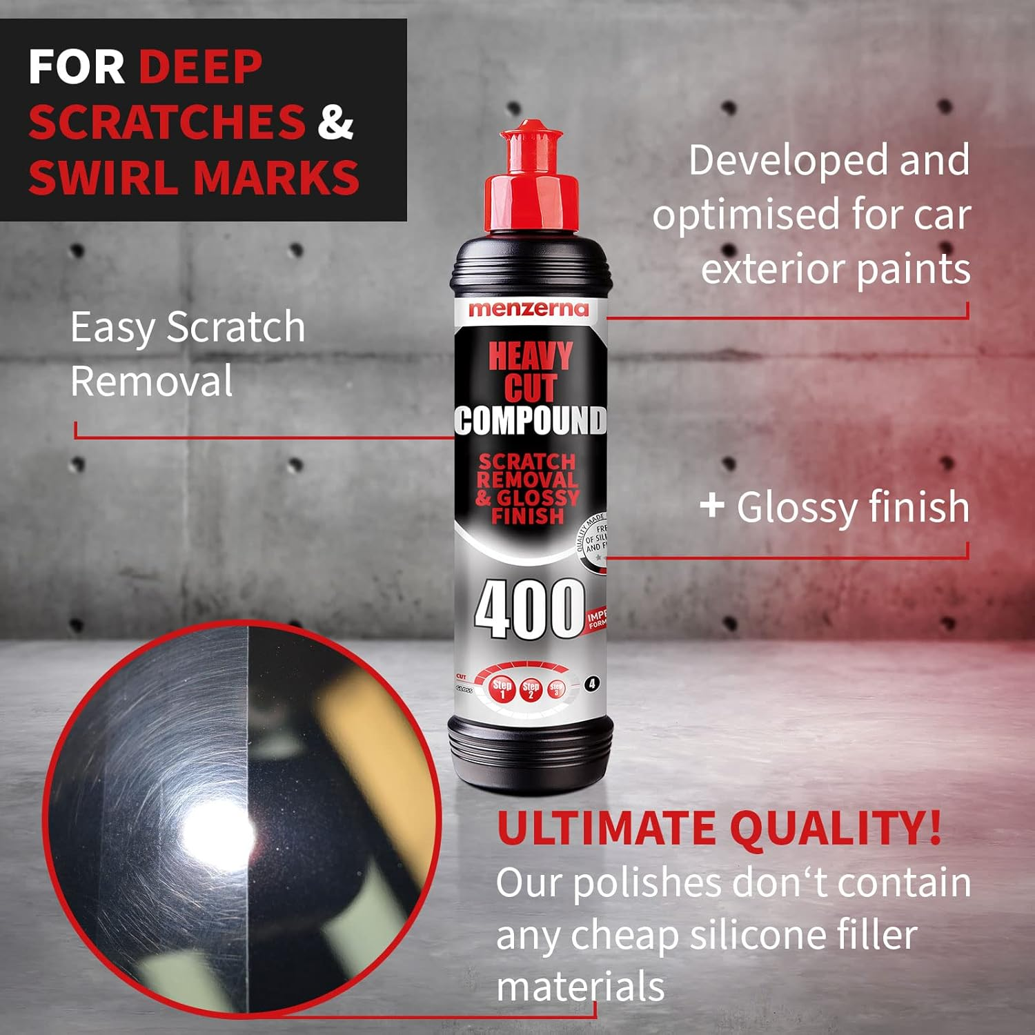 Menzerna Heavy Cut 400 250Ml (8Oz) Formerly Fast Gloss 400 - an Innovative Automotive Polish That Removes Scratches and Creates Gloss in a Single Step (8 Fl Oz) image number 4