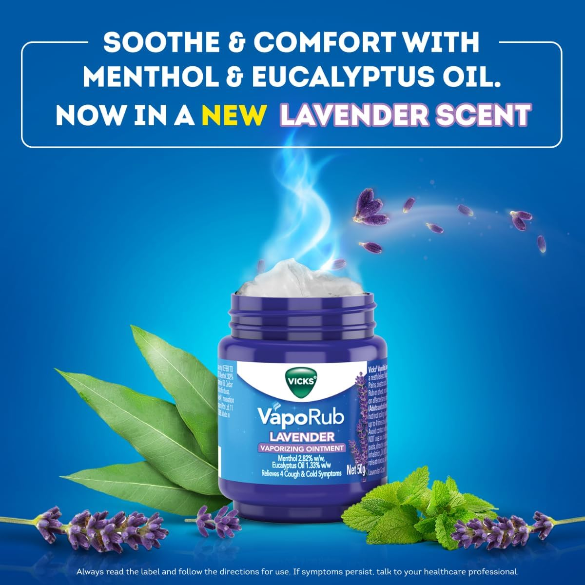 Vicks Vaporub Lavender Decongestant Cough Cold Rub 50 Gram