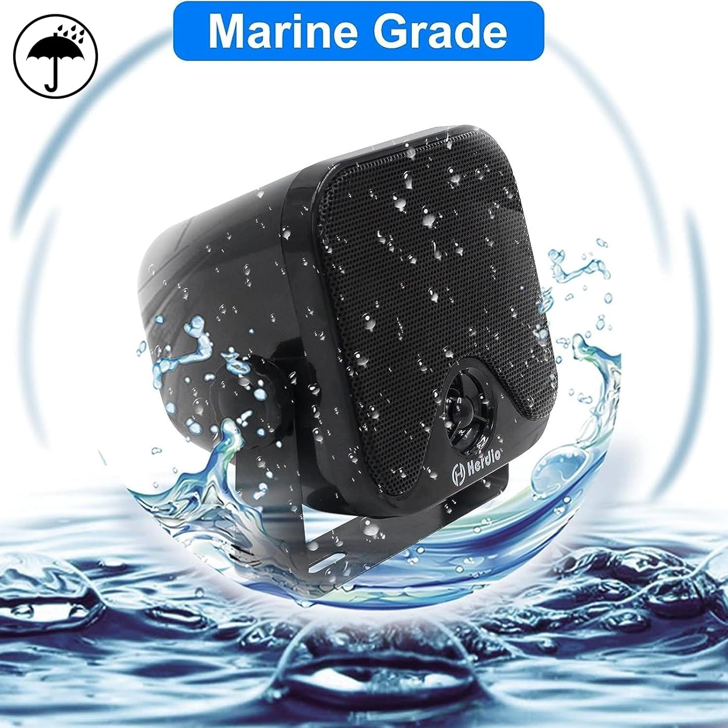 Herdio 4 Inches Heavy Duty Waterproof Boat Marine Bluetooth Speakers Surface Mounted for Camper Skid Steer ATV UTV RZR Golf Cart Tractor image number 4