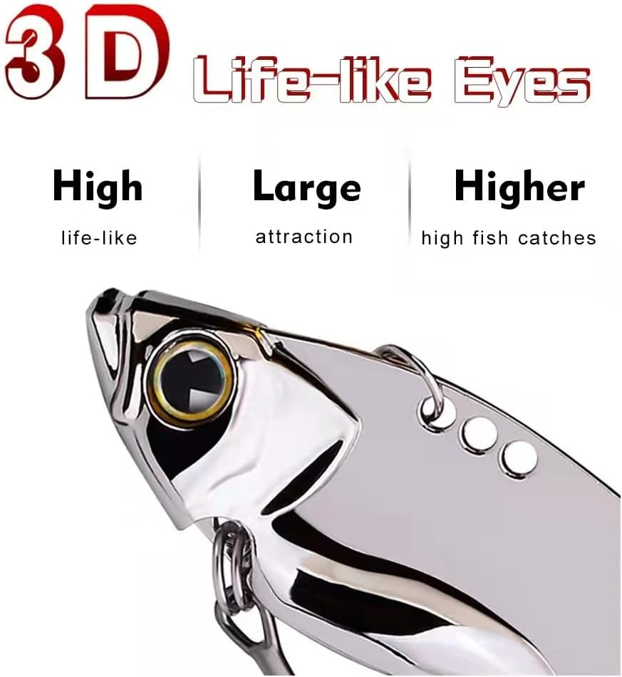 5 Pack Metal Blade Baits for Bass Fishing Lures Hard Metal VIB Fishing Spoons Crankbaits Swimbaits for Trout Walleye Crappie Saltwater Blade Bait Fishing