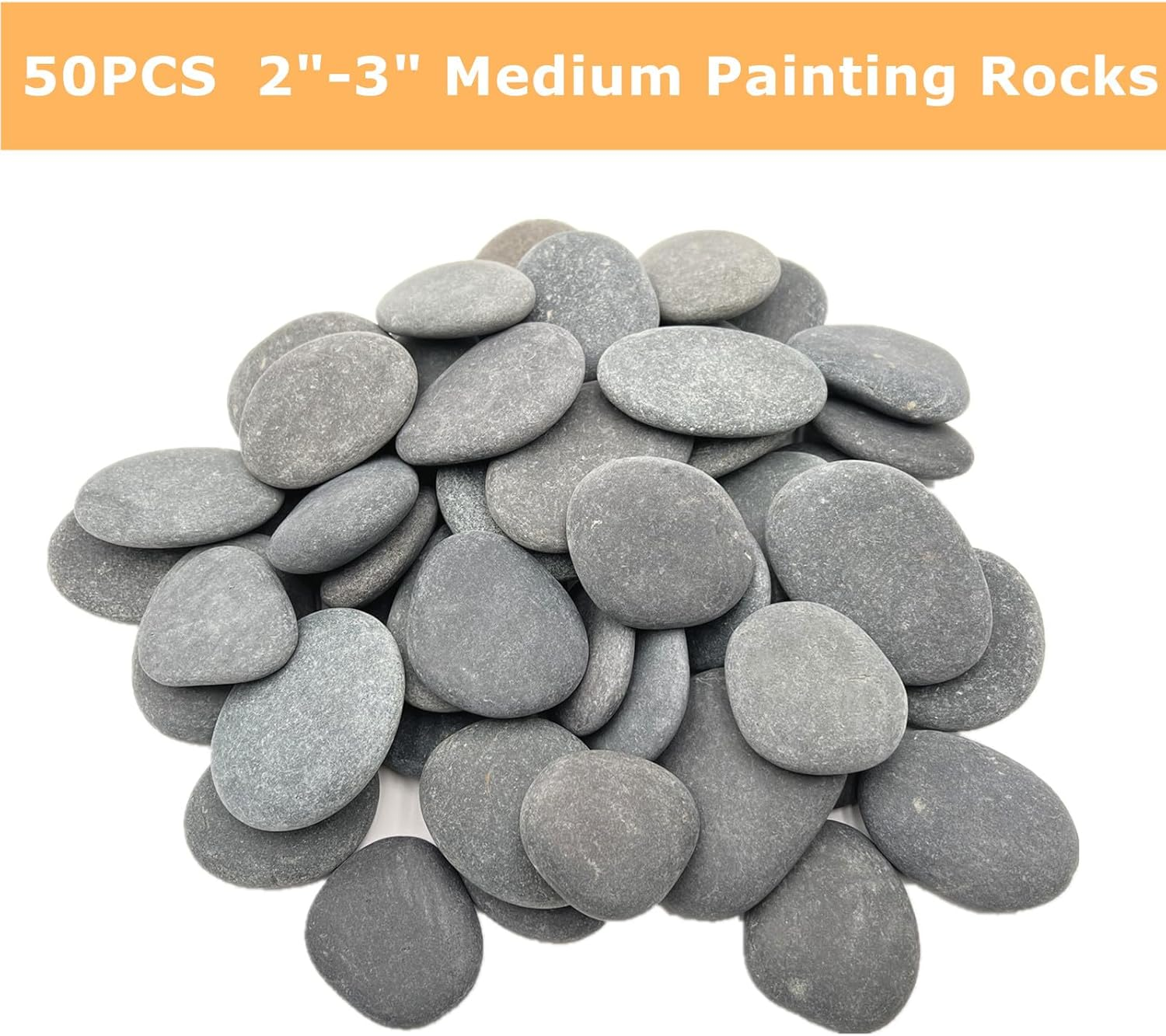 50 PCS Rocks Bulk for Painting, 2"-3" Natural River DIY Rocks Flat & Smooth Kindness Rocks for Crafts, Decoration, Medium Rocks for Painting,Hand Picked for Painting Rocks (Medium) image number 5