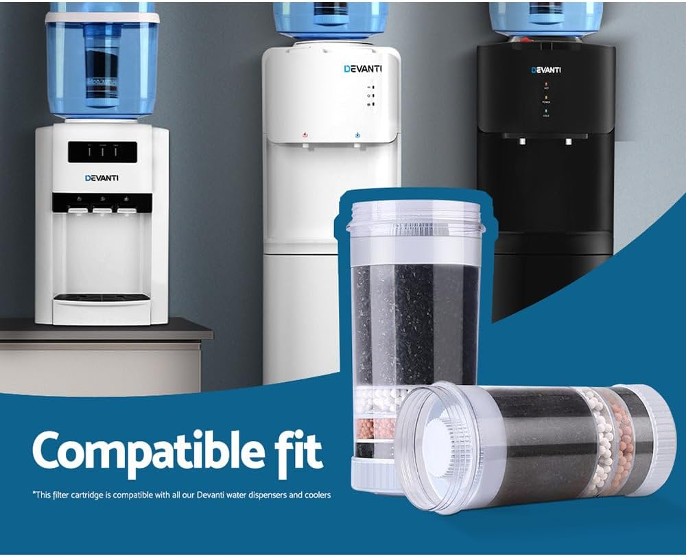 Devanti Water Cooler Filter Purifier 2 Pack Ceramic Carbon Mineral Cartridge image number 5