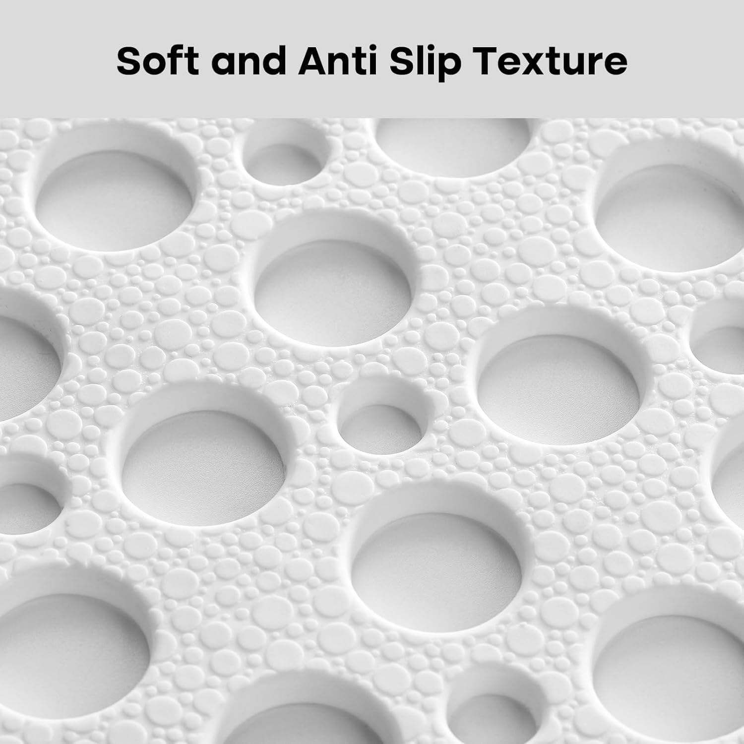 Squre Shower Mat, 21 X 21 Inch, Non Slip Bath Shower Mat for inside Shower, anti Slip Shower Stall Mat, Bath Mat with Big Suction Cups, Drain Holes (White, 53 X 53Cm) image number 2