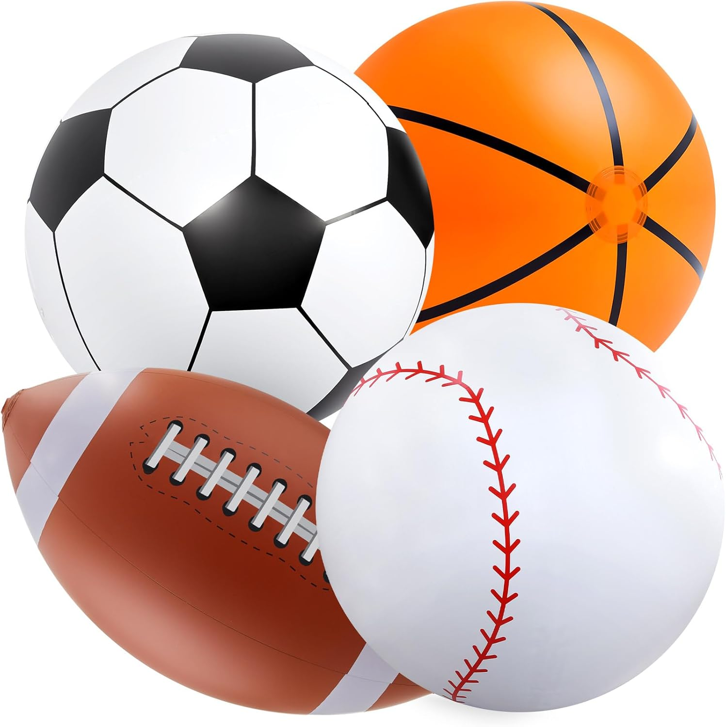 Lewtemi 4 Pcs Giant Inflatable Sports Balls Large Inflatable Beach Ball Inflatable Baseballs Soccer Ball Basketball Footballs for Summer Pool Outdoor Activity Games Sports Birthday image number 5