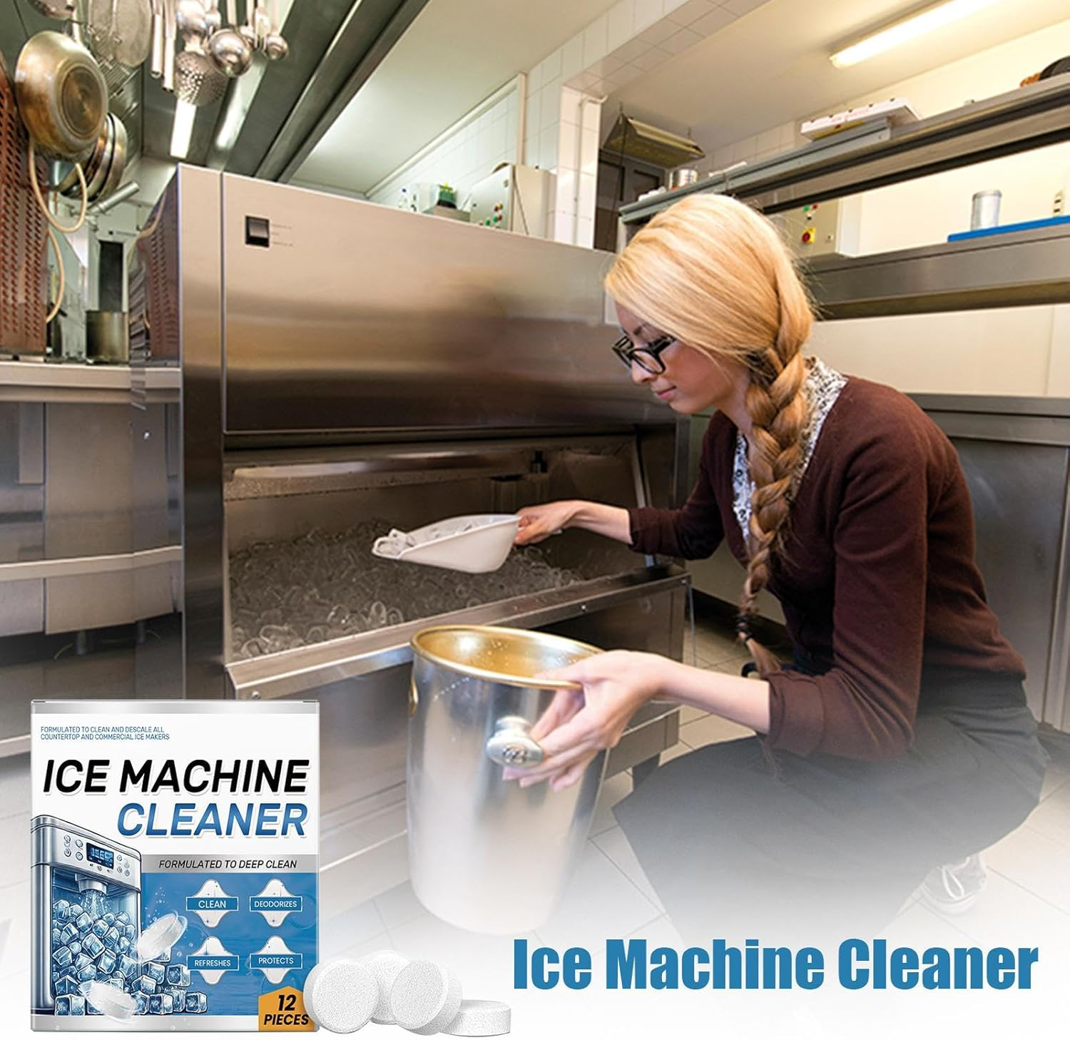 Ice Maker Cleaner Tablets, 12 Pieces Descaling Ice Maker Cleaning Tablets, Small Appliance Parts & Accessories, Stain Removal Products for Most ICES Makers image number 6