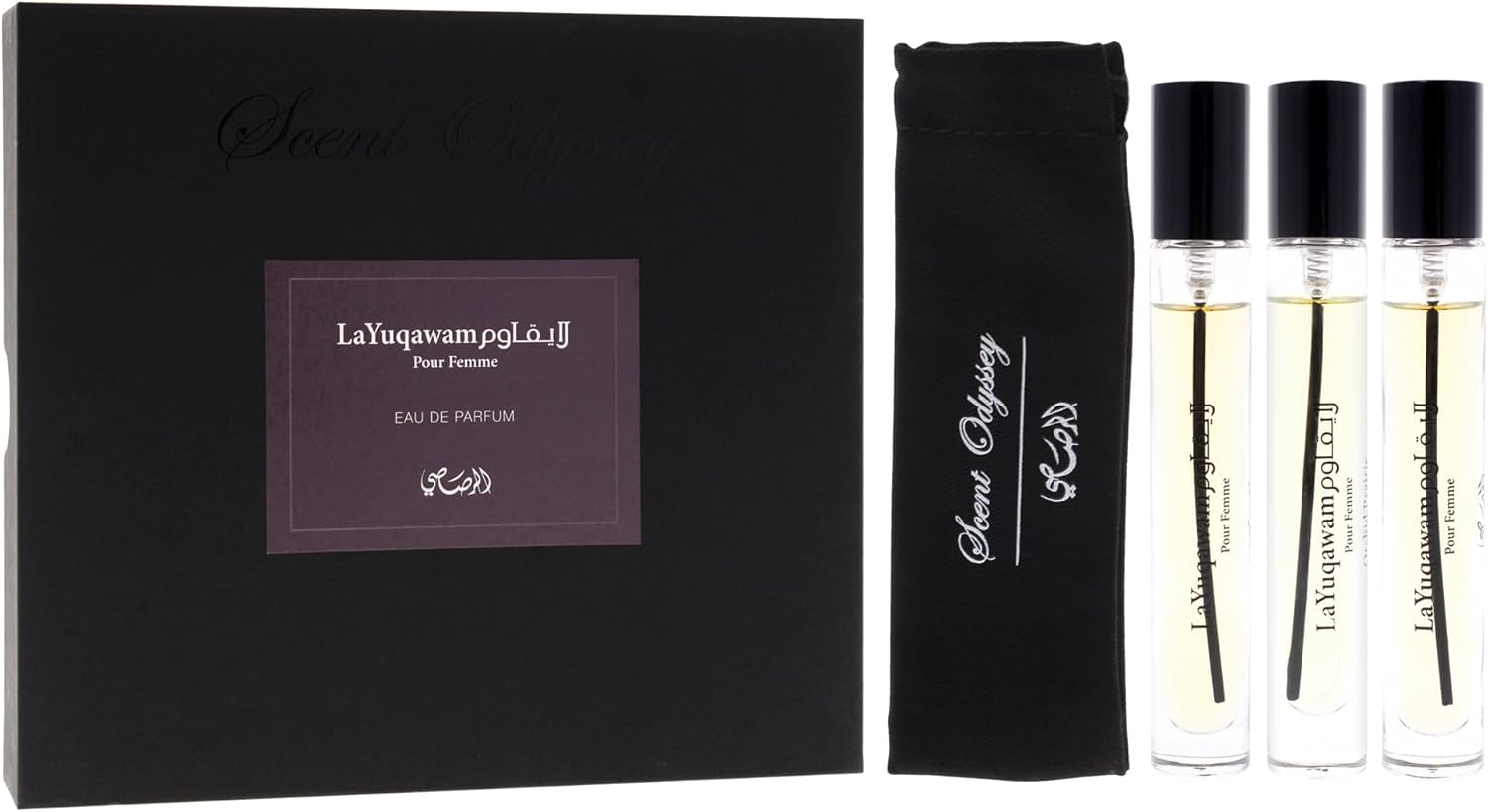 Scent Odyssey - La Yuqawam by Rasasi for Women - 3 Pc Mini Gift Set 0.25Oz Layuqawam Pour Femme EDP Spray, 0.25Oz Jasmine Wisp EDP Spray, 0.25Oz Orchid Prairie EDP Spray image number 4