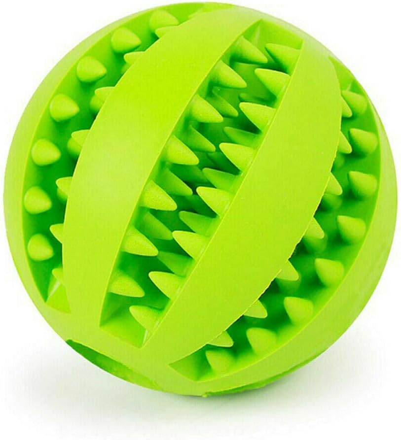 Ezonedeal Pets Dog Treat Toy Ball Rubber Dog Food Ball IQ Treat Feeder Puzzle Tooth Cleaning Interactive 5Cm for Dog Teeth Cleaning/Chewing/Playing/Treat Dispensing (Green) image number 1