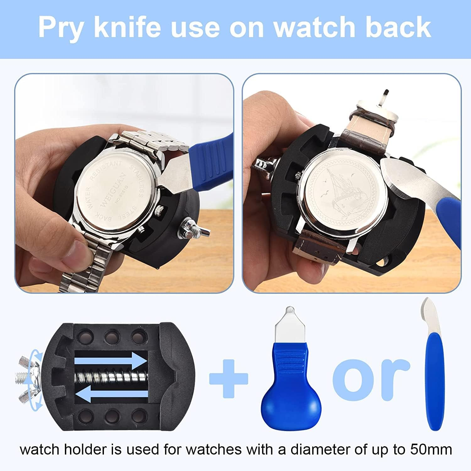 DABOBOTOOL Watch Repair Kit- Professional Watch Battery Replacement Tool Kit, Suitable for Watch Back Removal with Watch Back Remover Tools, Including Watch Opener, Adjustable Case Opener image number 3