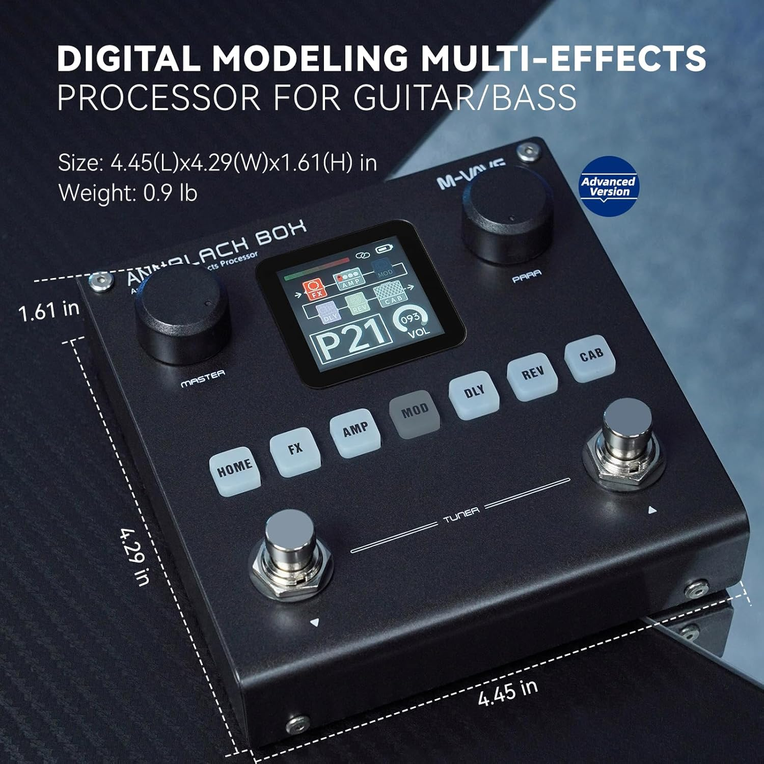 M-VAVE Pedal Box Multi Effects Guitar Pedal Reverb 80 Editable Preset ANN Audio Delay Boost Effector Black Box with 6 Effect Modules AMP CAB with APP Create Paremeters Sampling Studio image number 1