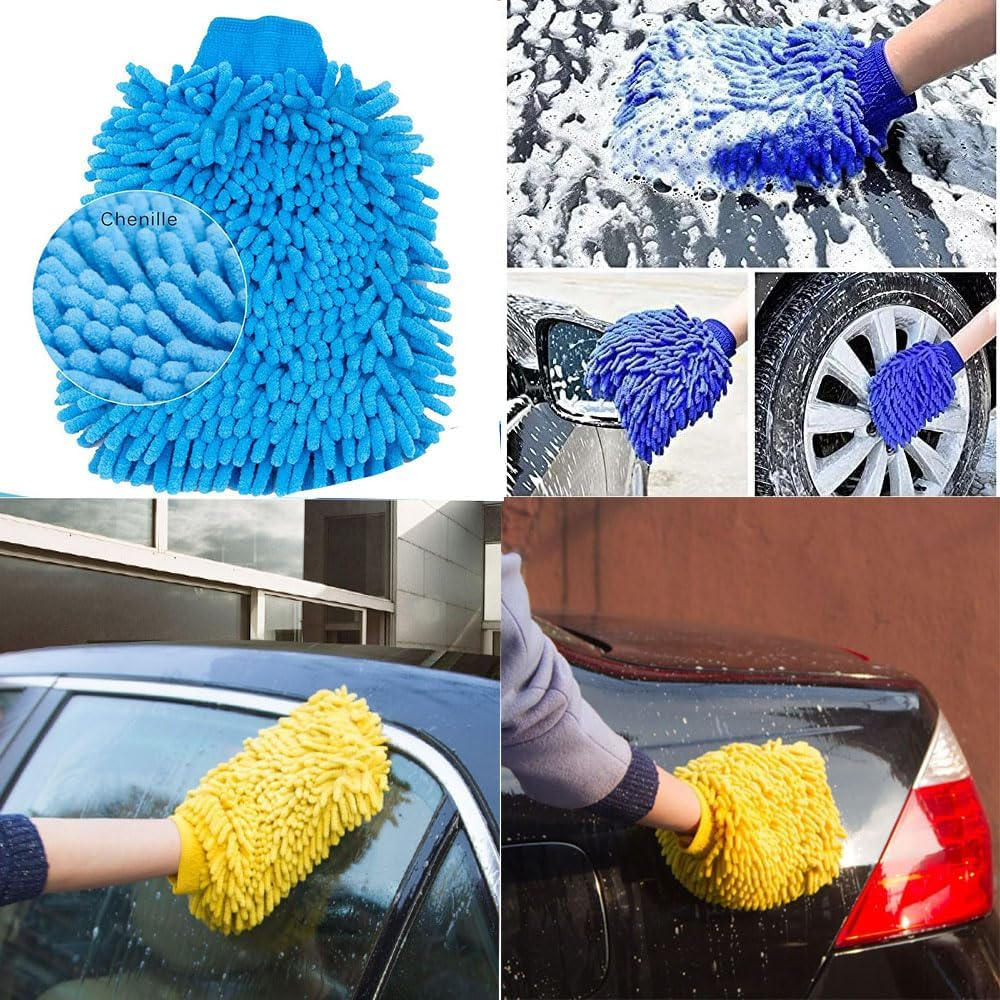 Microfiber Car Wash Mitt Towel,Super Absorbent Cleaning Wiping Dryer,Car Washing Tool Set image number 4