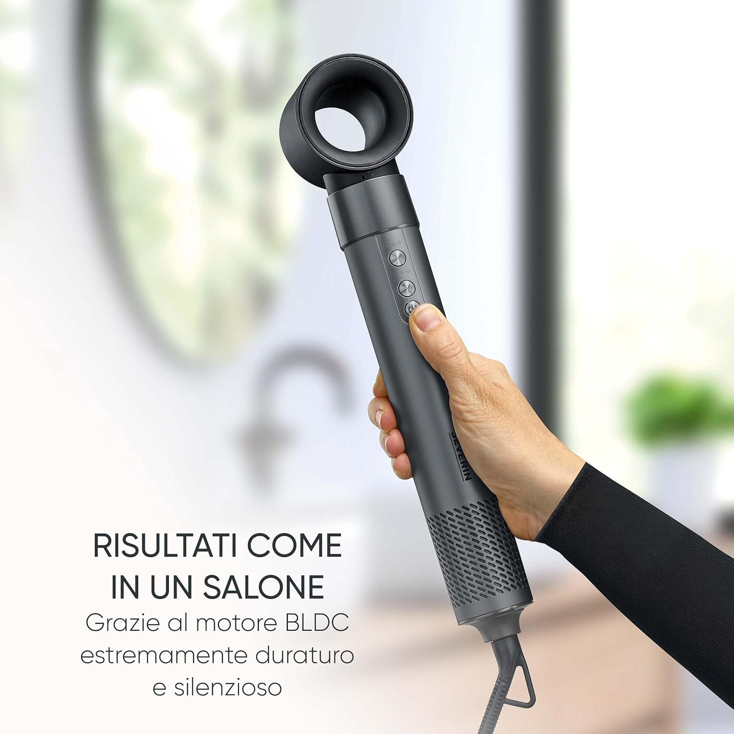 SEVERIN S-Style 'Speed Pro' Hair Dryer, Powerful and Durable, with Ion Technology, Diffuser and Concentrator, 2,000 W, Anthracite, HT 0171 image number 2