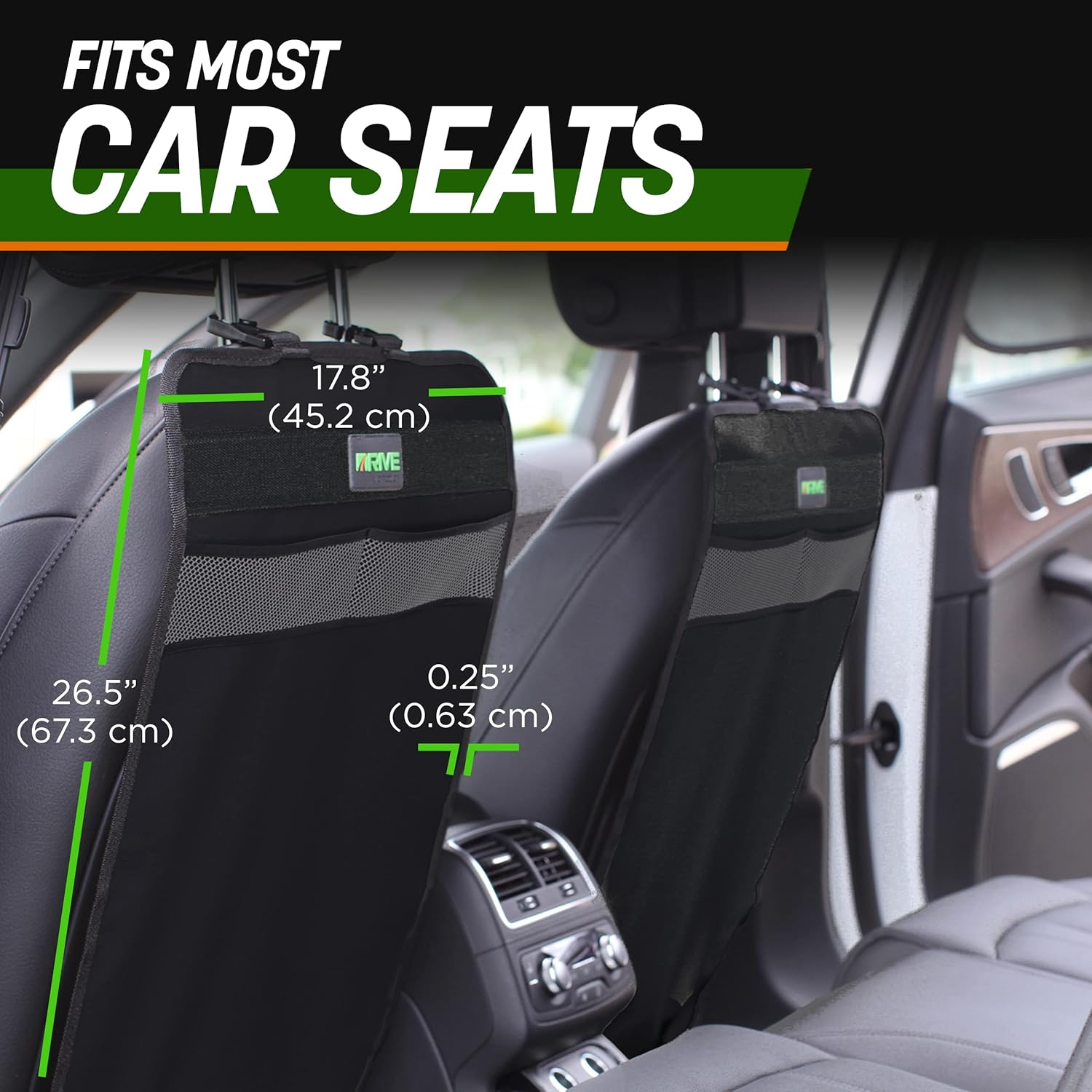 Drive Auto Products Heavy Duty Kick Mats, Black (2 Pack) - Best Car Seat Back Protector, Reversible Backseat Child Kick Guard Protects Automotive Leather Fabric from Dirt - Industrial Strength Mat image number 1