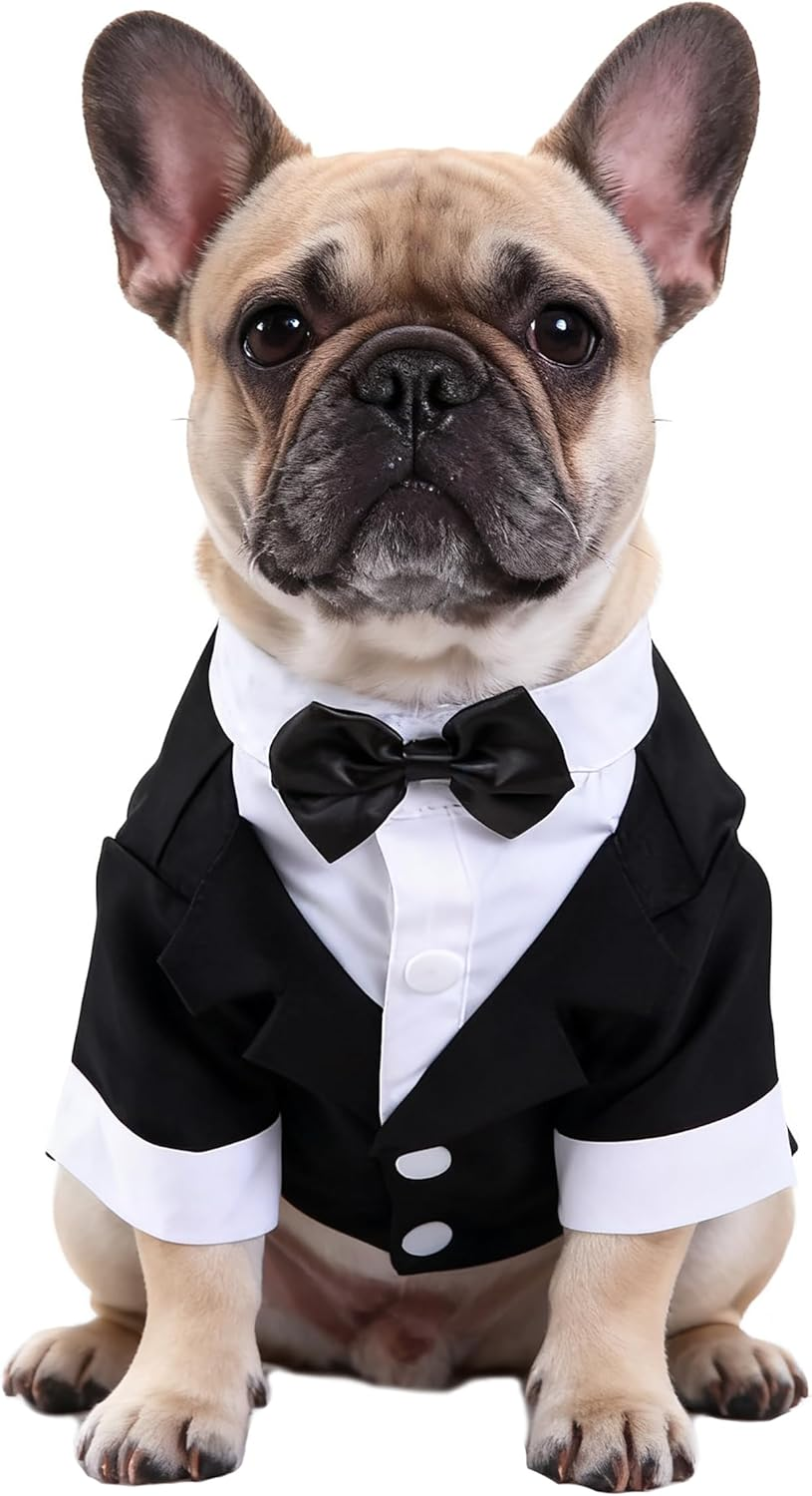 Black, White, Blue Dog Shirts for Wedding, Puppy Tuxedo, Dog Formal Wear, Doggie Tux, Suit and Tie Costume Blue Medium