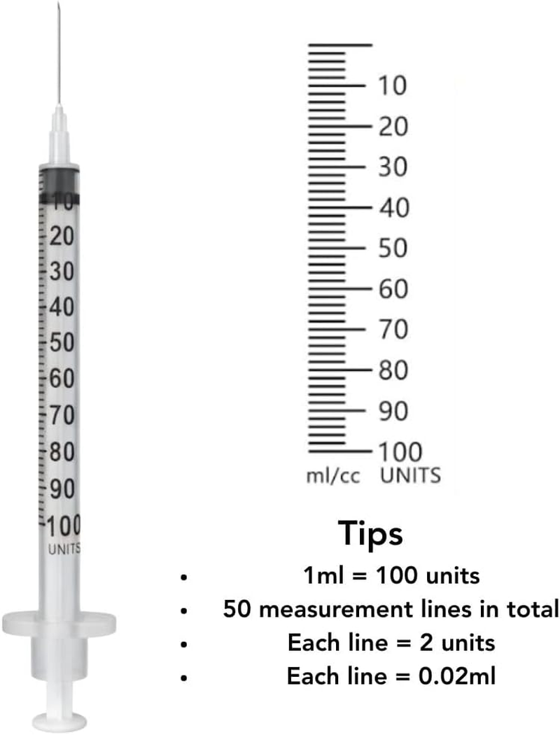1Ml/Cc Syringe with 29G X 12.5Mm Needle, 100 Pcs, Lab Syringes, Plastic Syringes (Individually Wrapped) by Imatec image number 3