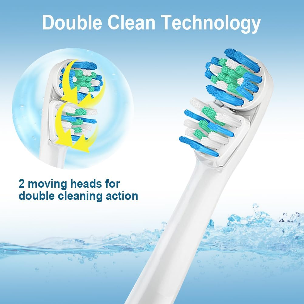 Debizz Dual-Clean Replacement Brush Heads Compatible with Oral B Vitality Series, Fits for Pro 1000, Smart 1500, Genius X, Double Clean Toothbrush Heads Provide Twice Clean - 8 Pcs