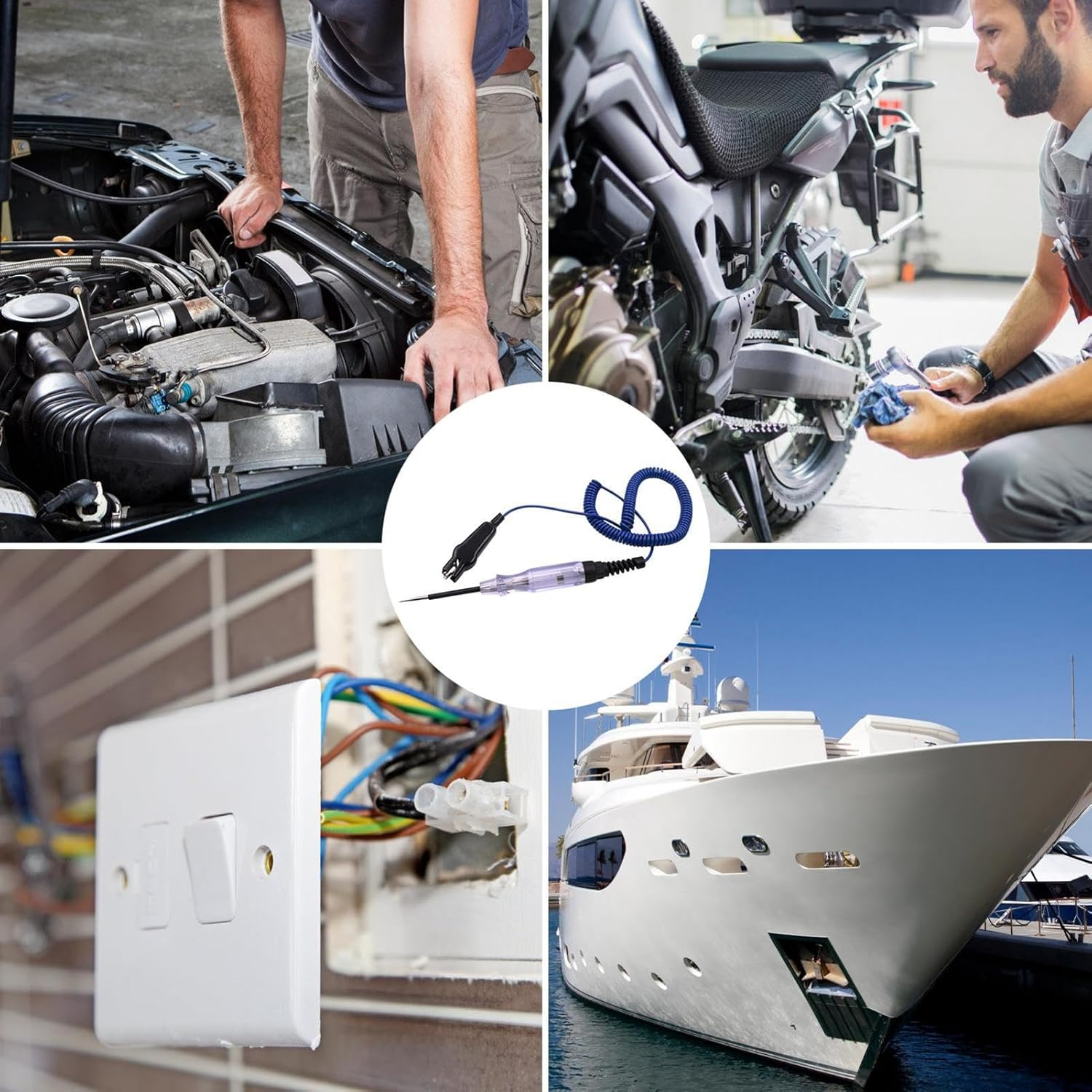 Car Fuse Tester - Voltage Test Light 6-24V Circuit Tester - Electric Tool with Extended Spring Wire Probe Fuse Pen for Car image number 2