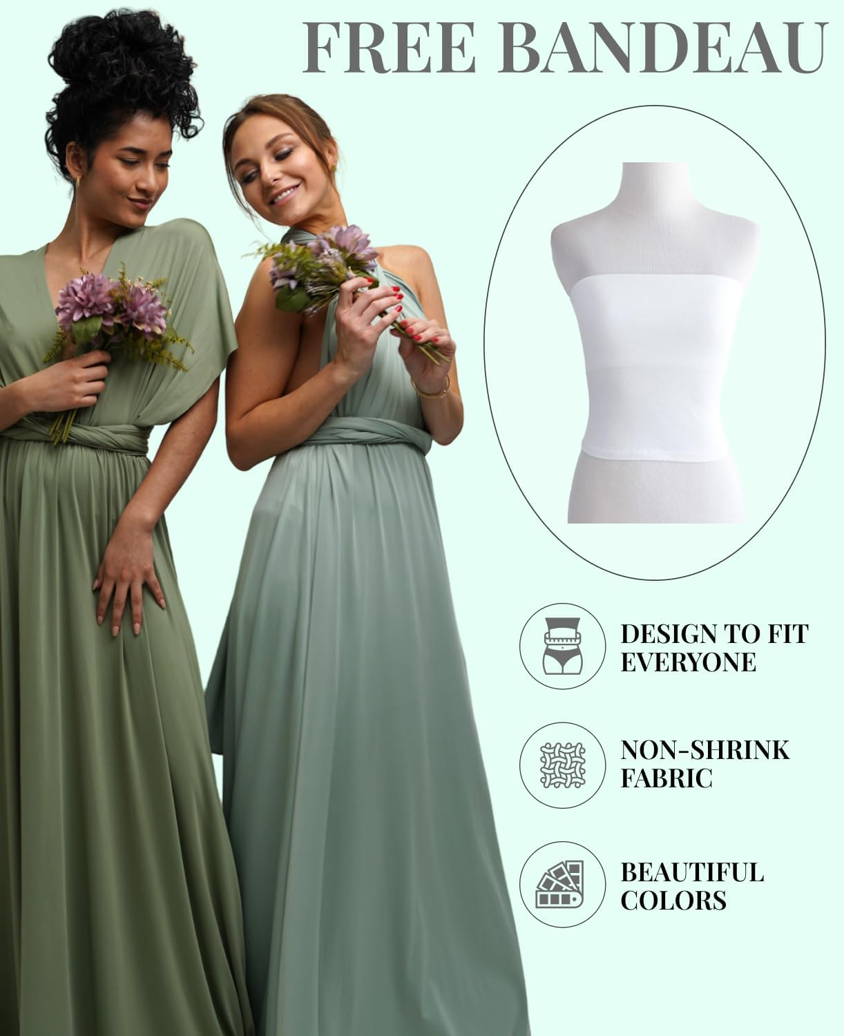 Infinity Dress - Convertible Multiway Maxi Long Transformer Gown Dress - Bridesmaid Bridal Party Wedding - Strap Wrap image number 5