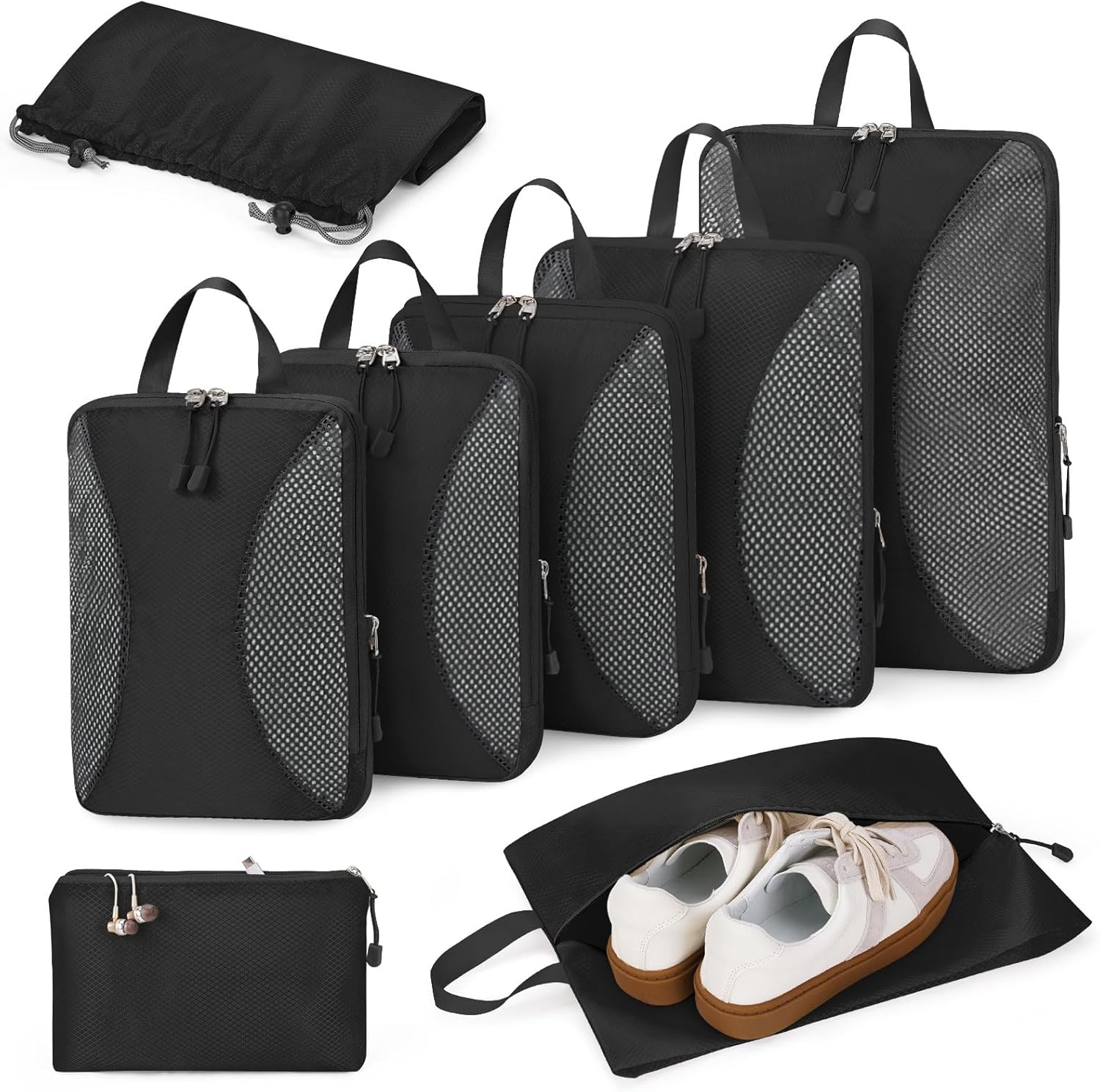 Compression Packing Cubes 8 Set, Suitcase Organiser Bags, Travel Cubes for Suitcases, Luggage Organiser Packing Bags, Flight Cruise Holiday Essentials