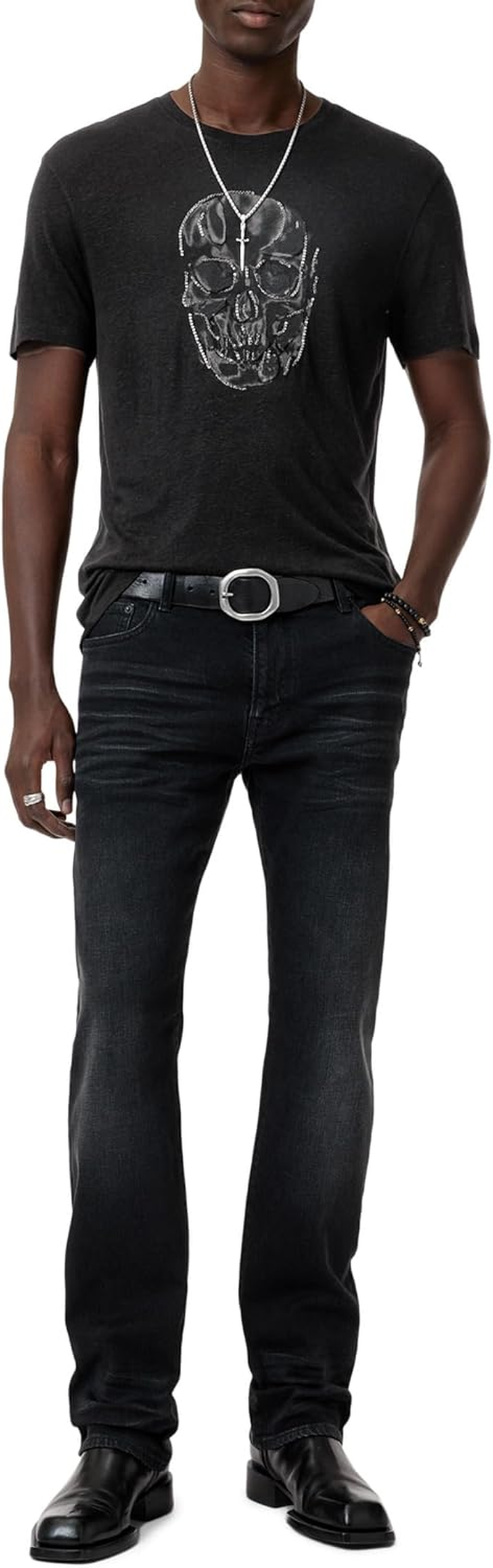 John Varvatos Men'S Chain Skull Tee