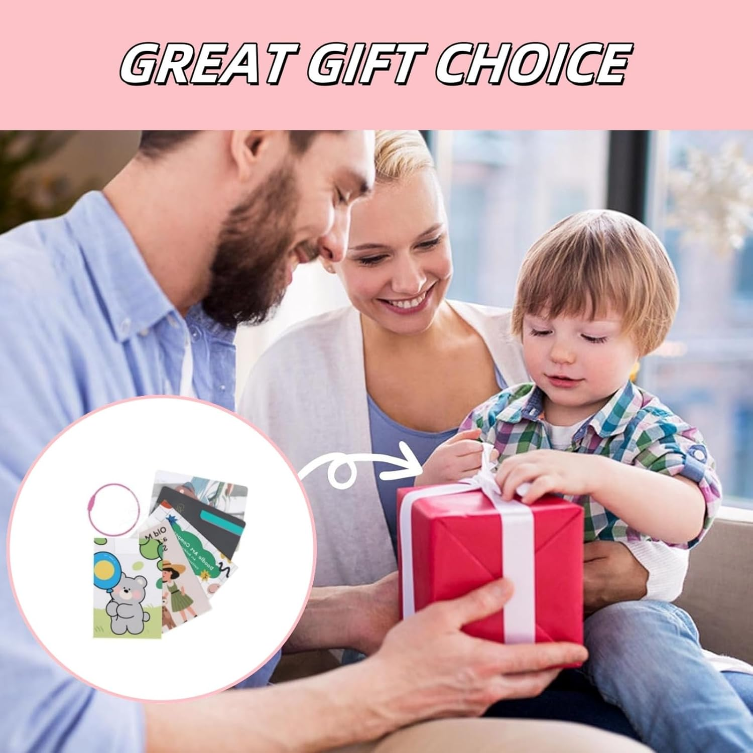 Luojinluoda Card Holder for Yoto Cards, 200 PCS Adhesive Tabs with 10 Yoto Card Rings, 10 Blank Wood Labels, Portable Card Loop Case Storage Organizer Accessories for Kids Travel image number 4