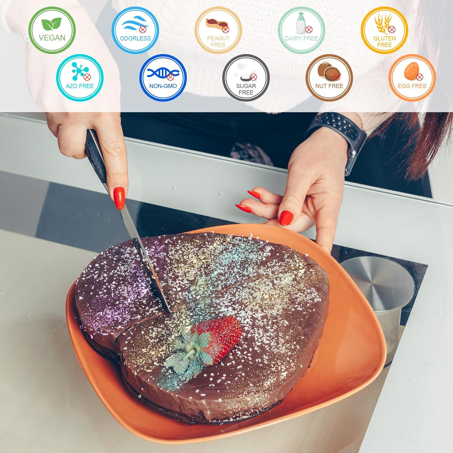 HOMY ARTY Edible Glitter - 3 Colors X 4G, Luster Dust Edible Glitter for Cakes, Vegan Drink Glitter, Edible Glitter Dusting Powder for Cocktails, Chocolate, Candy - 7 Colors image number 5