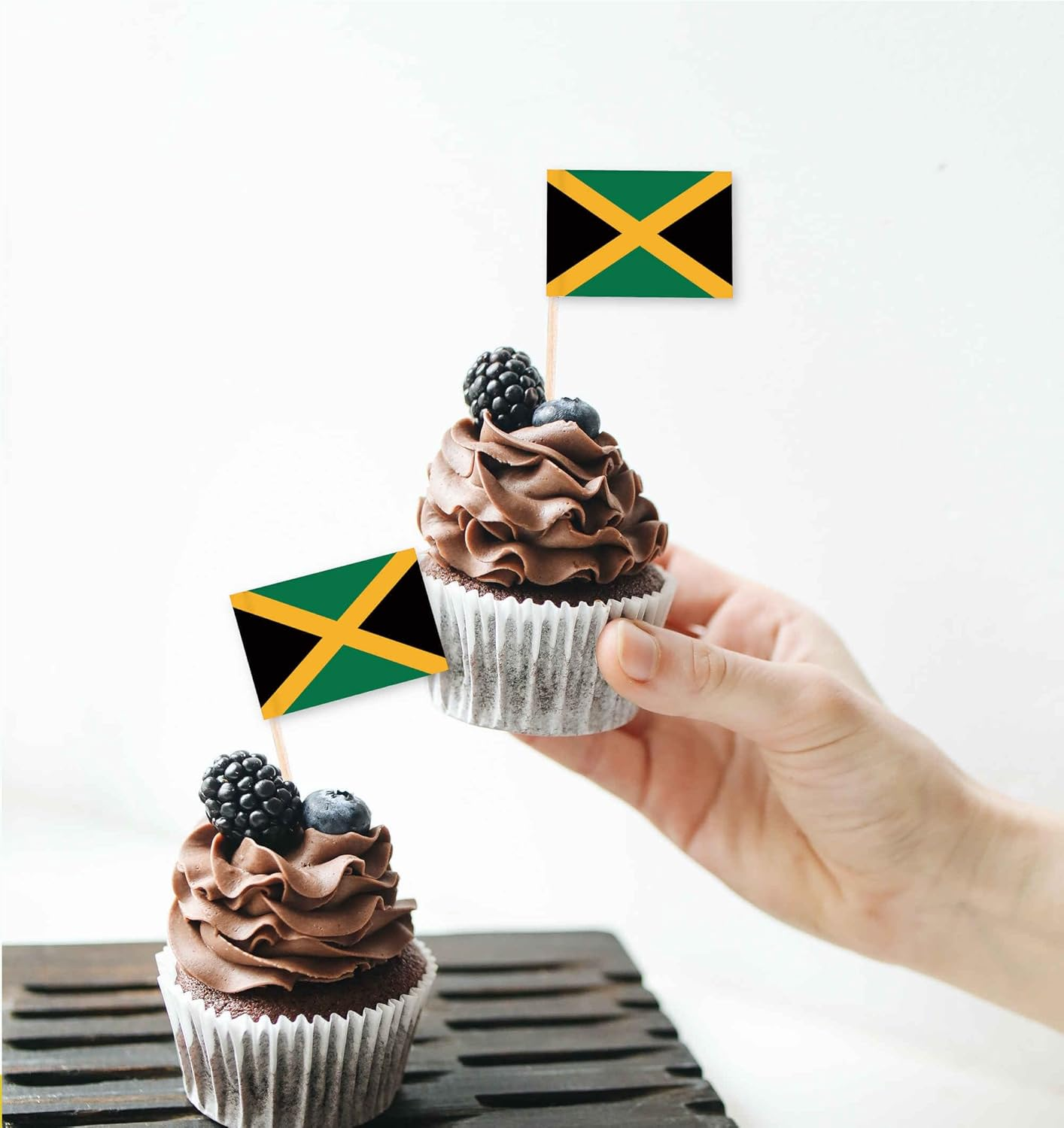 100 PCS Jamaica Flag Cake Topper,Jamaican Cupcake Stand for Party Decoration Supplies