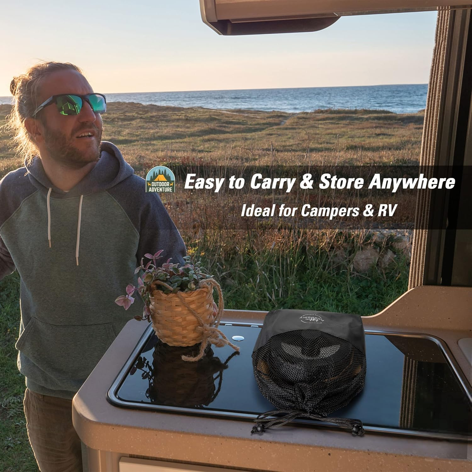 Kitchen Academy Detachable Handle Induction Cookware Sets - 10 Piece Non-Stick Cooking Pots and Pans, Black Granite Stackable RV Cookware for Camp image number 4