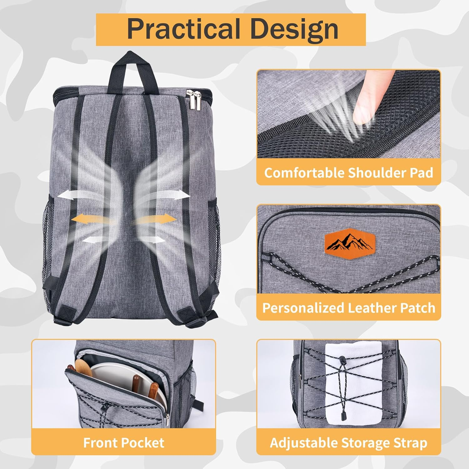 Cooler Backpack Large Insulated Leak Proof Lunch Backpack Portable Lightweight Cooler Bag for Travel Hiking Camping image number 6