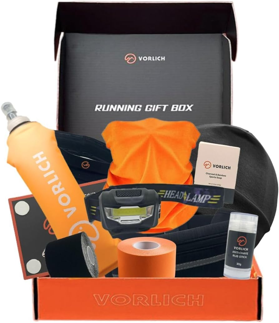 Vorlich&reg; Running Gift Box &ndash; 11 Essential Items for Runners for Runners Female & Men &ndash; Includes Running Belt, Anti-Chafing Balm, LED Headtorch, Folding Water Bottle & More image number 1