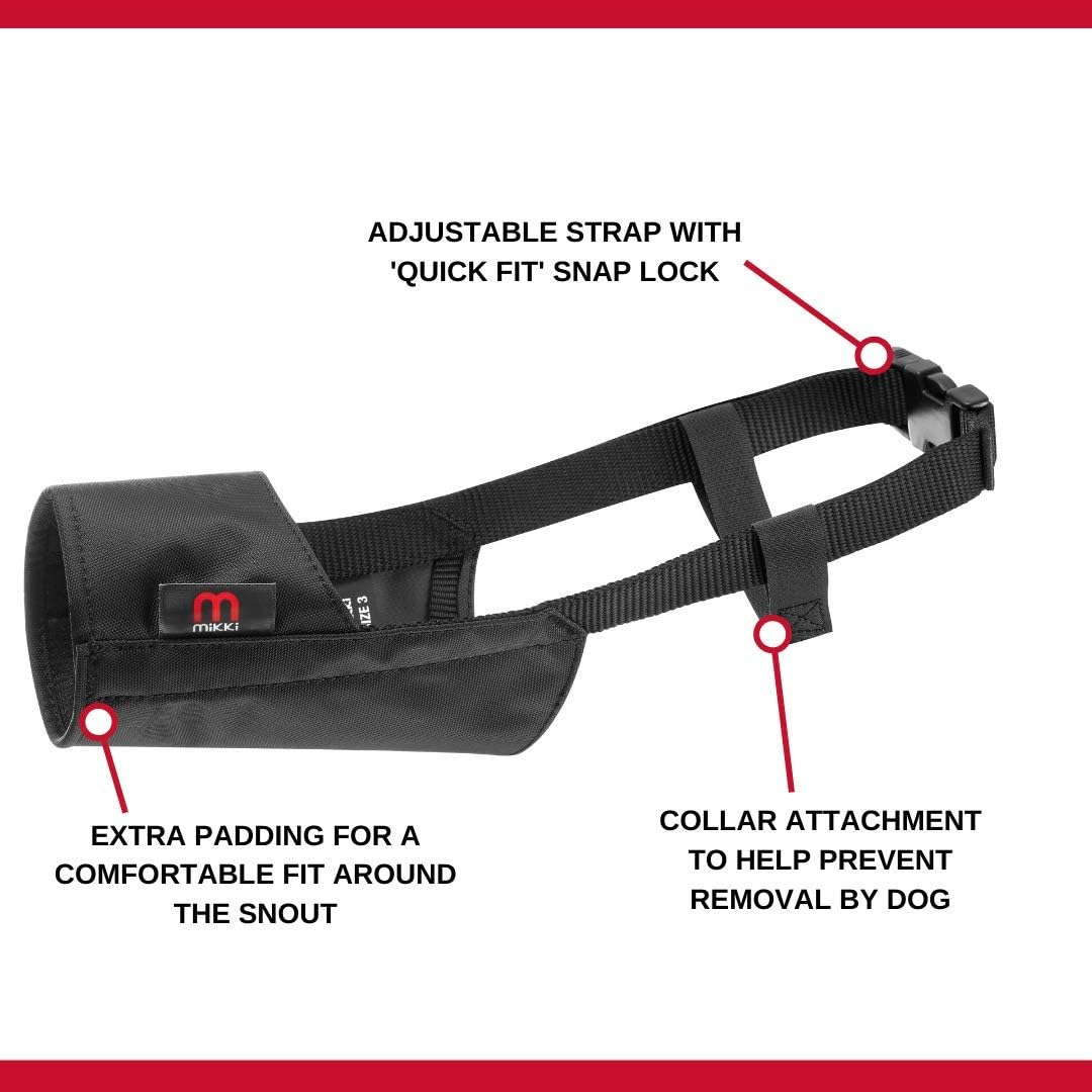 Mikki Dog and Puppy Soft Breathable Nylon Muzzle to Prevent Biting and Chewing, Size 5