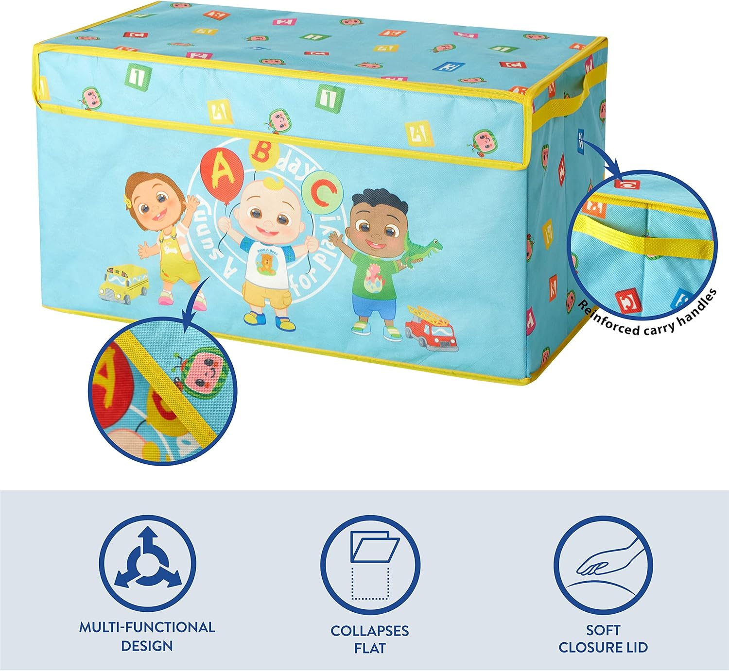 Idea Nuova Cocomelon Collapsible Children&rsquo;S Toy Storage Trunk, Durable with Lid - Encanto image number 6