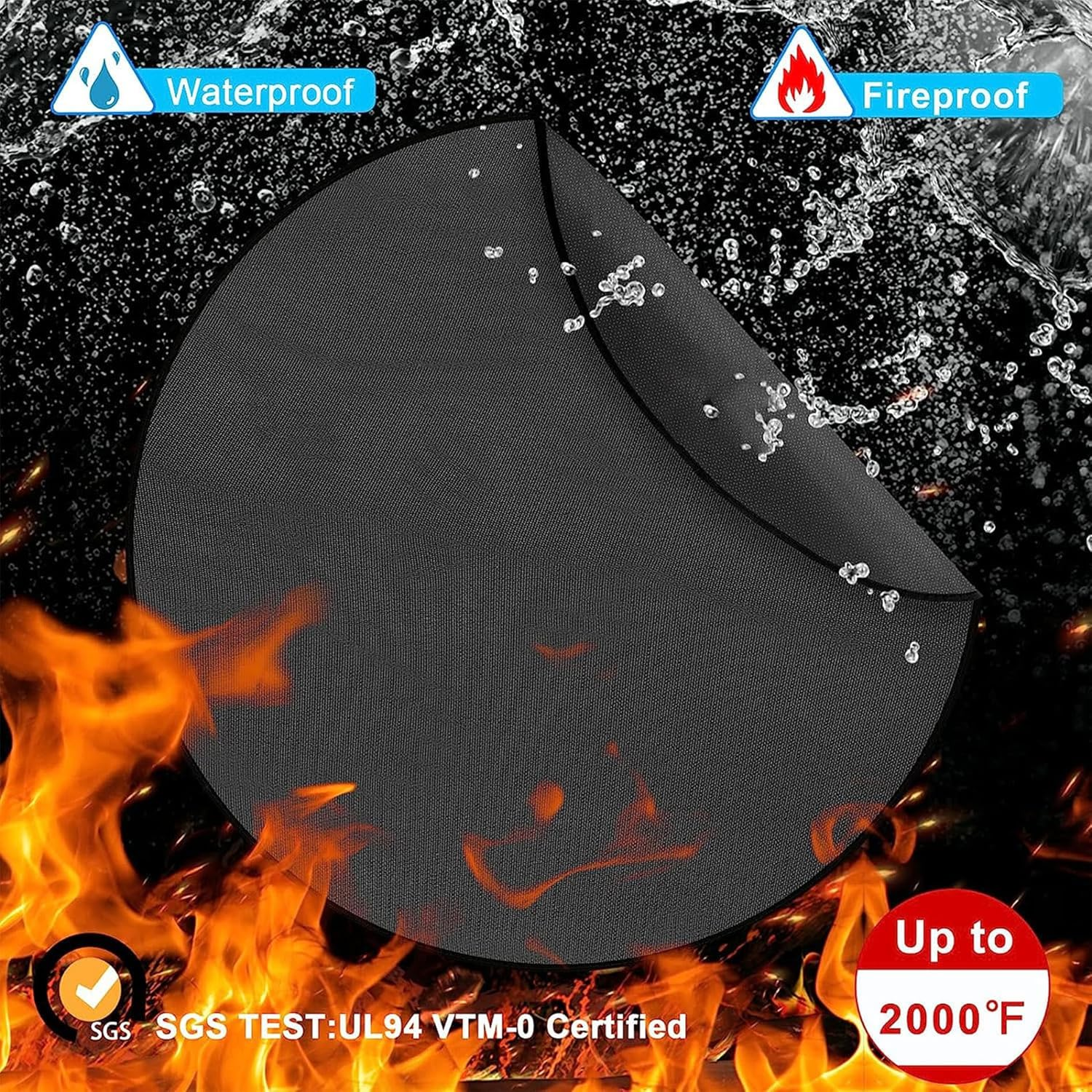 120 * 120Cm round under Grill Mats for Outdoor Grill, Double-Sided Fire Pit Mat - Oil-Proof Waterproof BBQ Protector for Charcoal, Flat Top, Smokers, Gas Grills, Upgraded Thickness 0.5Cm image number 4