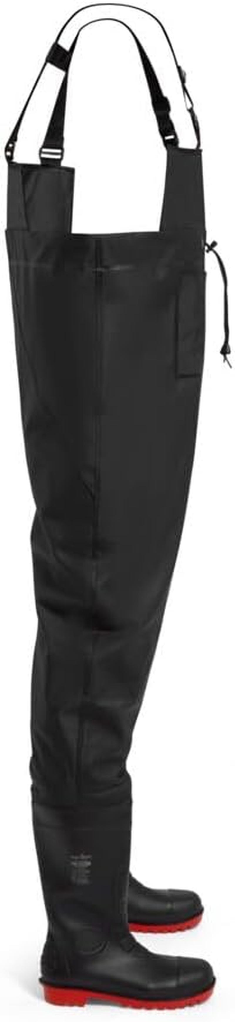 Portwest FW74 Steel PVC Chest Wader Waterproof Safety Workwear Steel Toecap Midsole Slip-Resistant Fuel Oil Resistant Adjustable Straps Durable Heavy-Duty Protection Comfortable Fit, Black, 39