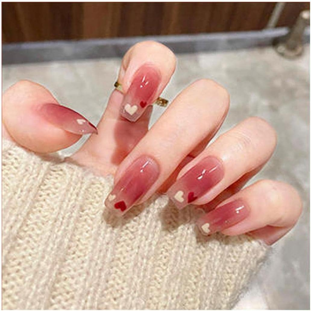 Fake Nail 24Pcs/Box Blue Smudged Short Nail Manicure Piece Fake Nail Finished Detachable Nail Sticker Nail Decoration Wearable Fake Nail Women False Nails image number 1