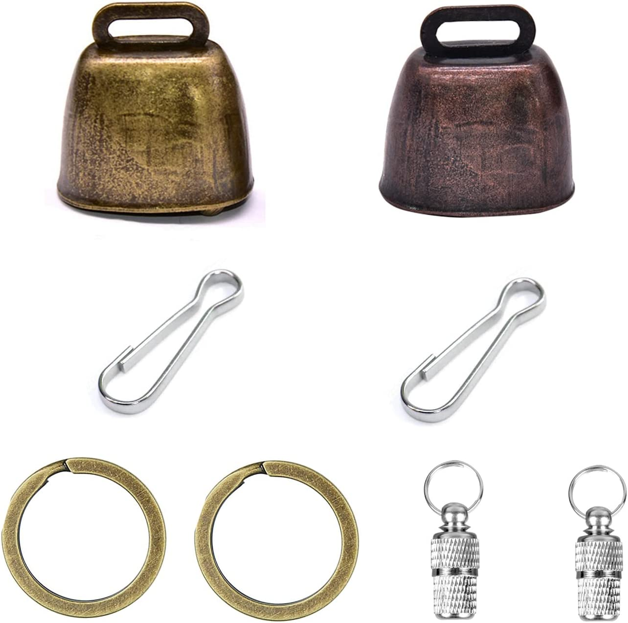 Yoogeer 2Pack Retro Brass Bell, Dog Cat Collar Bell Pet Bells, Cow Horse Sheep Grazing Copper Bells,Cattle Farm Animal Loud Bronze Bell,Pet Anti-Theft Bell with Pet Anti- Lost Tags Tubes image number 1