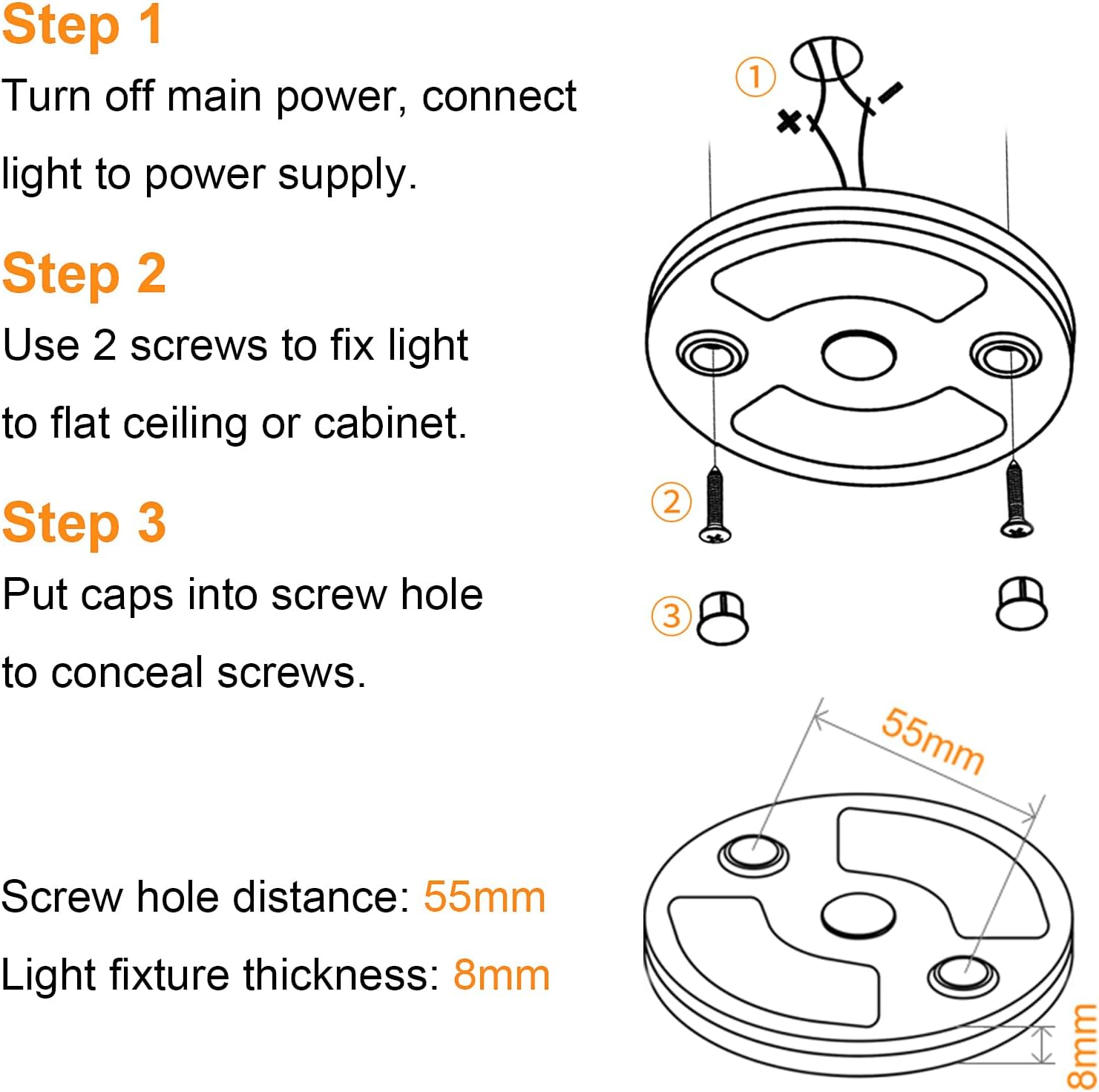 4 X 3&rdquo; 12V Campervan LED Interior Panel Puck Light Dimmable Ceiling Disk Light 5000K, Caravan Boat Surface Mount Fixture with Touch Switch for Motorhome Van Lighting - Warm White image number 2