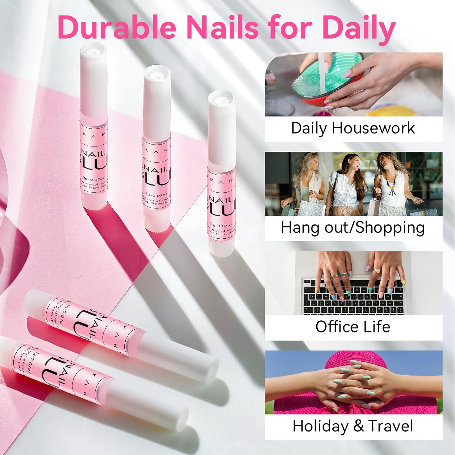 False Nail Glue Extra Strong Nail Glue, Quick Drying in 5 Seconds, No UV Lamp Required, 10 Pcs Professional Bond Nail Tips Glue for Paste on Nails Adhesive Glue Long Lasting 0.07Oz image number 3