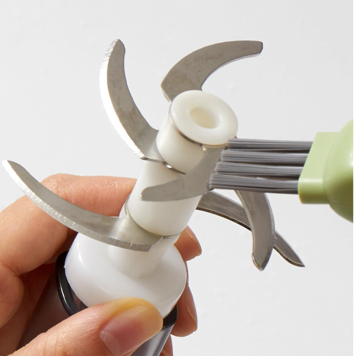 Knife Cleaner 4In1 Knife Brush with Knife Sharpener, Crevice Brush, Bristle Scrub, Meat Mincer Blade Cleaner, Kitchen Cutlery Washing, Space-Saving Storage, Green